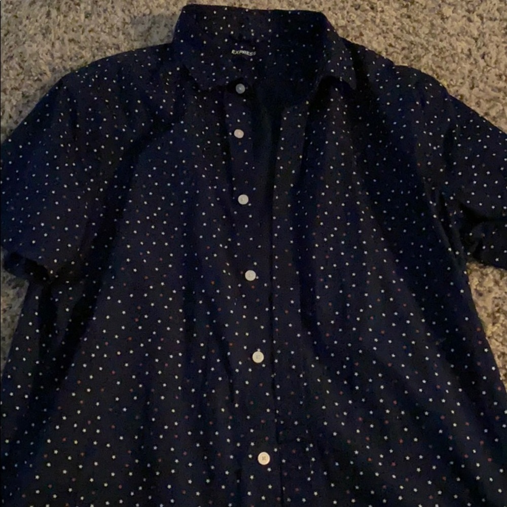 Men’s express  navy stars shirt sleeve dress shirt